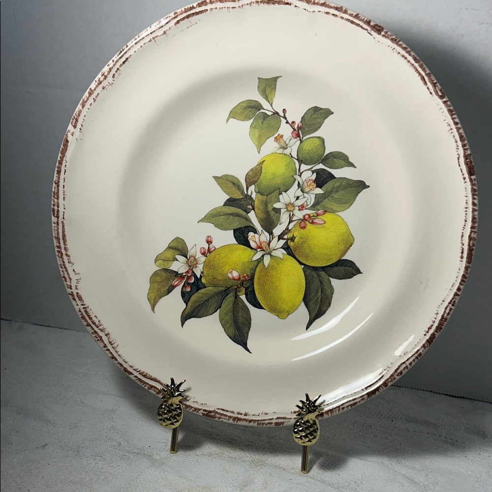 Lemon Design Cream Dinner Plate 10 inch Plate Made in Italy